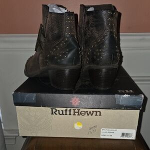 Ruff Hewn Women's Brown Ankle Boots with Studs